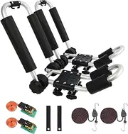 Upgraded Universal Folding Kayak Rack, J-Bar Carrier for Canoe Boat SUP Ski, Mount on Car Roof Top Crossbar, Includes 4 Ratchet Straps, 2 Anchor Straps, 2 Carry Handles (1 Pair, Aluminum)