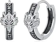 [YEESIA] Viking Wolf Earrings S925 Sterling Silver Hoop Earrings Viking Jewelry for Men Women, Sterling Silver, No Gemstone