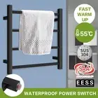 ACA Square Stainless Steel Bathroom Electric Heated Towel Rail Rack Black 4 Bar