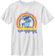 [Disney] Boy's Lilo & Stitch Rainbow Ohana T-Shirt