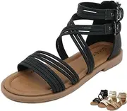 [Generic] Women's Gladiator Strap Sandals Dressy Summer Flat Strappy Cute Casual Beach shoes