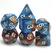 New 7 Piece Polyhedral Blend Blue Copper Dice Set With Dice Bag D&D RPG