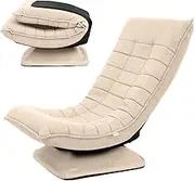 Luxsuite Swivel Floor Chair 3-Position Adjustable Folding Lazy Sofa Lounger Bed for Home & Living Room Chaise Lounge Indoor Khaki