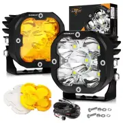 AUXBEAM 3" LED Work Light Bars Offroad Driving Fog Pods 3500K 6500K Amber White