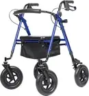 ELENKER All-Terrain Rollator Walker with 10” Rubber Wheels, Padded Seat & Backre