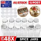 12-48x Clear Spice Jars Square Glass Containers Seasoning Bottle With Cover Lid