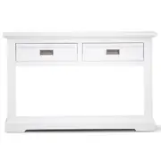 Laelia Console Hallway Entry Table 125cm Solid Acacia Timber Wood Coastal -White
