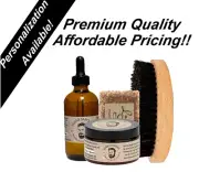 Beard Kit. Includes: 4 oz Beard Oil, 4 oz Beard Balm, Soap, Wood Brush