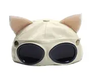 Summer Cute Cat Ears Aviator Glasses Baseball Hat Sunglasses Cap Women White