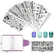 BeautyLeader 20 Pcs Nail Stamp Plates set 15 plate 2 Stamper 2Scraper 1storage bag Nails Art Stamping Plate Scraper Stamper Set Leaves Flowers Animal Nail plate Template Image Plate