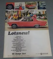 1965 Dodge Dart Vintage Print Ad 1964 10x13
