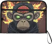 YMXFXP Monkey Brain Fire Expandable Filing Folder, 13-Pocket Funny Cute Design with Sticky Labels, A4 Letter Size Document Organizer for Office, School, Boys, Girls