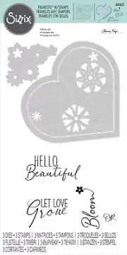 Sizzix Blooming Heart Framelits Dies with Stamps