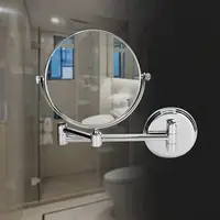 在飛比找樂天市場購物網優惠-壁掛式折疊化妝鏡/浴鏡 LED壁掛化妝鏡 8吋 360度自由