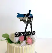 Acrylic Black 'Super Dad' Superhero Cake Topper