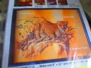 Crouching Leopard Tra-Pun-To Quilted Pictures w/Crewel Stitchery Kit #7340 (1977