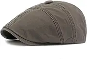 [Michear] Men's Flat Caps, Adjustable UK Newsboy Hat, Vintage Irish Cotton Beret Ivy, Classic Gatsby Cabbie Cap, Grey, One size