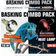 Repti Basking Spot 75 W Watt & Infrared Heat Reptile 2 Light Combo Pack Zoo Med