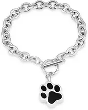 BIAIHQIE Dog Paw Print Cremation Jewelry for Ashes Memorial Urn Bangle for Pet Stainless Steel Urn Bracelet Ashes Holder,1,24cm