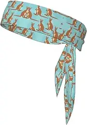 [HVTTIOR] Funny for Kangaroo Zoo Print Multifunctional Sweat Wicking Sports Head Tie Headband for Tennis Basketball Karate