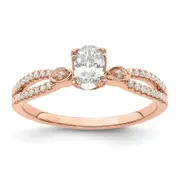 0.50ct. CZ Solid Real 14k Rose Polish 1/2ct Oval Engagement Dia Ring
