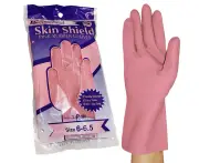 Skin Shield Silver Lined Natural Rubber Gloves, Biodegradable, Size 6.5, Pink, Vanilla Scent, Extra Thick, HACCP Grade, 1 Pair/Pack