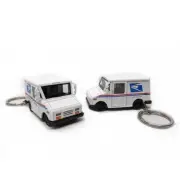 Set of 2: Kinsfun 2.5" Die-cast USPS LLV Mail Delivery Truck with Key Chain