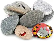 elthmpr Pack of 8 Stones for Painting, Beach Pebbles, Large Stones for Painting, 5-8 cm Smooth Pebbles for Painting, Flat Painting Stones, Gravel Decorative Stones, Natural Stone for Colourful