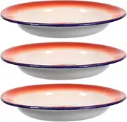 DECHOUS 3pcs Vintage Enamel Plate Service Plate Enamelware Salad Plate Enamel Nesting Plate Snack Containers Pasta Plate Appetizer Plates Dessert Plates Fruit Bread Tray Trays Dish Camping
