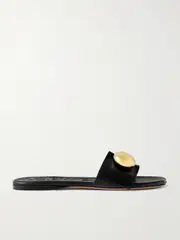 [LOEWE] LOEWE - Pebble Embellished Leather Slides - Black - FR36 FR 36 Black
