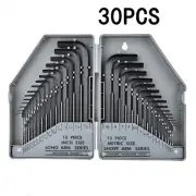Complete Hex Key Spanner Set 30Pcs Imperial and Metric Sizes Folding Case
