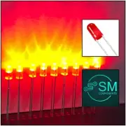 100PCS 3mm RED Colour Diffused LED Light Emitting Diodes NO EDGE Long Pins DIY