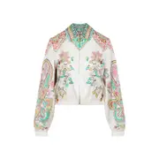 [Etro] Etro-White Lucky Charms Viscose Bomber Jacket-Donna 38 IT