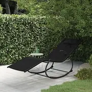 Rocking Sun Lounger, Steel Patio Chair with Breathable Textilene for Lawn, Outdoor Reclining, Gravity Chaise for Camping & Lounging