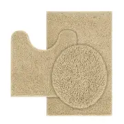 Chenille Bath Mat 3 Pieces Bathroom Rugs Set, 20x20 Inches U-Shape Contoured ...