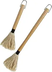 Barbecue Brushes 2-Pack Reusable BBQ Mop Wooden Handle for Easy Sauce Application