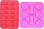 2 Pack Value Size Set Dog Homemade Treat Mold, Puppy Dog Paw and One Dog Paw with Larger Bone Shaped, Reusable Silicone Molds, Easy to clean, Suitable for Microwave Oven and Refrigerator