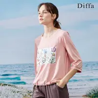 在飛比找momo購物網優惠-【Diffa】FLEUR印花上衣-女
