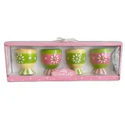 NIB Carnival Cottage Easter Decor by Johanna Parker & Magenta Set of 4 Egg Cups