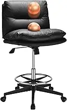 Drafting Chair Tall Office Chair Comfortable - Super Soft Seat Cushion and Larger Size, Standing Desk Chair Adjustable Height, Office Drafting Chairs with Adjustable Footrest Ring, 400LBs (Black)