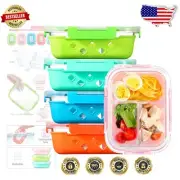 Divided Glass Storage Containers Set of 5 - Airtight, BPA-Free & Microwave Safe