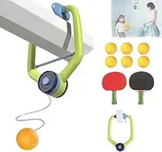 Portable Hanging Ping Pong Game for Kids - Adjustable Door Jam Table Tennis Trainer, Indoor Entertainment (1set Wooden Racket)