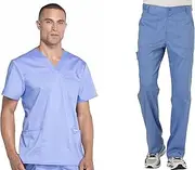 [Cherokee] WW670 Mens Nurse Set V Neck 3 Pocket Top with Tapered Leg Pants 7 Pockets WW140