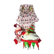 Gift Bundle Dog Reindeer Pajamas, Lamb Chop Santa, Elf Hat, and Santa Toy Large