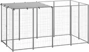 Dog Kennel Silver 2.42 m² Steel Outdoor Pet House Large Dog Shelter Backyard