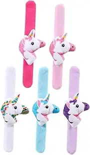 Abaodam 5pcs Plush Unicorn Animal Slap Bracelets Cute Cartoon Wristbands for Mixed Favors Comfortable Slap Bands for Themed Birthdays and Celebrations