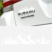 Snow Mountain Tree Stickers for Car, 7" Mountains Graphic Logo Decals, Premium Badge Decals for Car Trunk Tailgate Emblem, Auto Decoration Accessories Universal for Truck, SUV, Laptop, Wall (White)