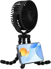 Portable Fan for Stroller | Clip On Fan with Flexible Octopus Mount | Rechargeable Blower, 3-Speed Cooling Gadget for Stroller Car Seat Crib Nursery Bedroom Living Room
