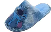 [Disney] Lilo & Stitch Girls Mule Easy Slip On Slippers, Blue, Size 12-6