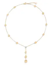 Marco Bicego 18K White & Yellow Gold Africa Diamond Cluster & Textured Bead Lariat Necklace, 16.5-18 OS